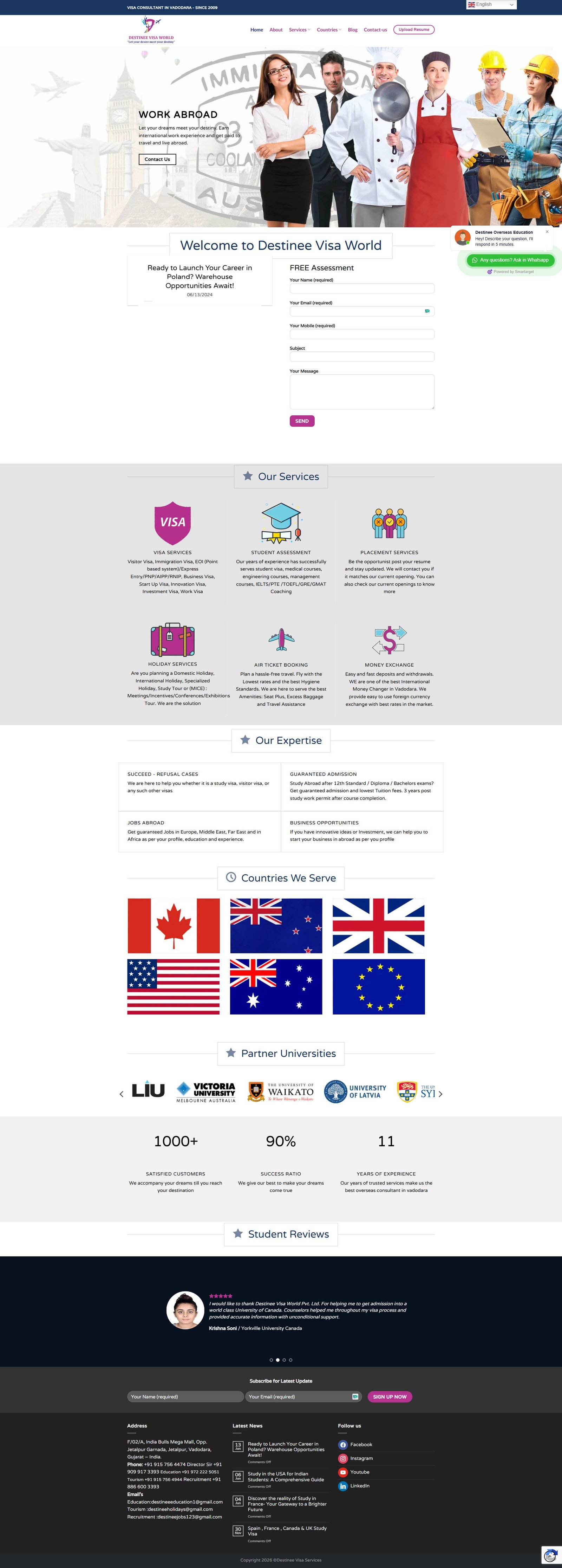 destinee-visa-world website design